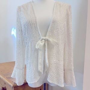 Beautiful Vintage Beaded Tie Front Cardigan- Sz S/M